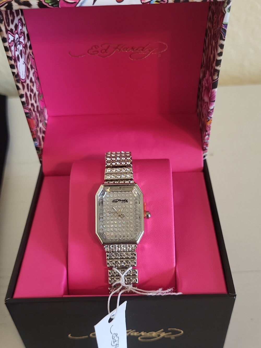 Ed Hardy Silver Crystal Pavé Women's Bracelet Watch